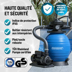 Pompe de filtration à sable piscine 10,2 m³/h auto-amorçante avec réservoir 25 L vanne 7 voies raccords 32 38 mm