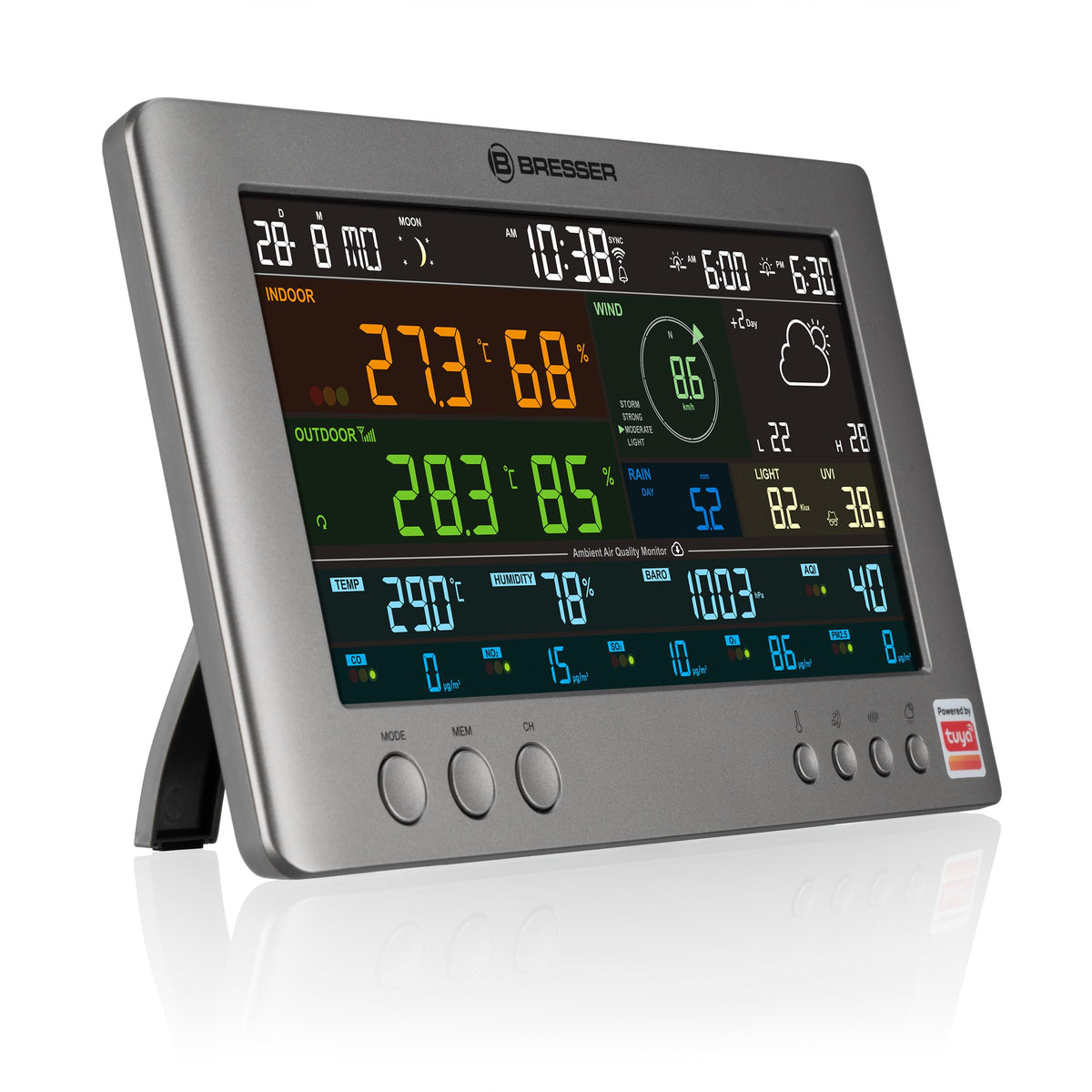 Smarte Tuya Profi-Wetterstation mit 7-in-1-Sensor, Luftqualitätsmonitor sowie Solar- und App-Steuerung