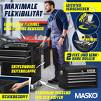 Servante d'atelier mobile avec valise 9 compartiments verrouillables en acier avec 8 tiroirs et rangement outils