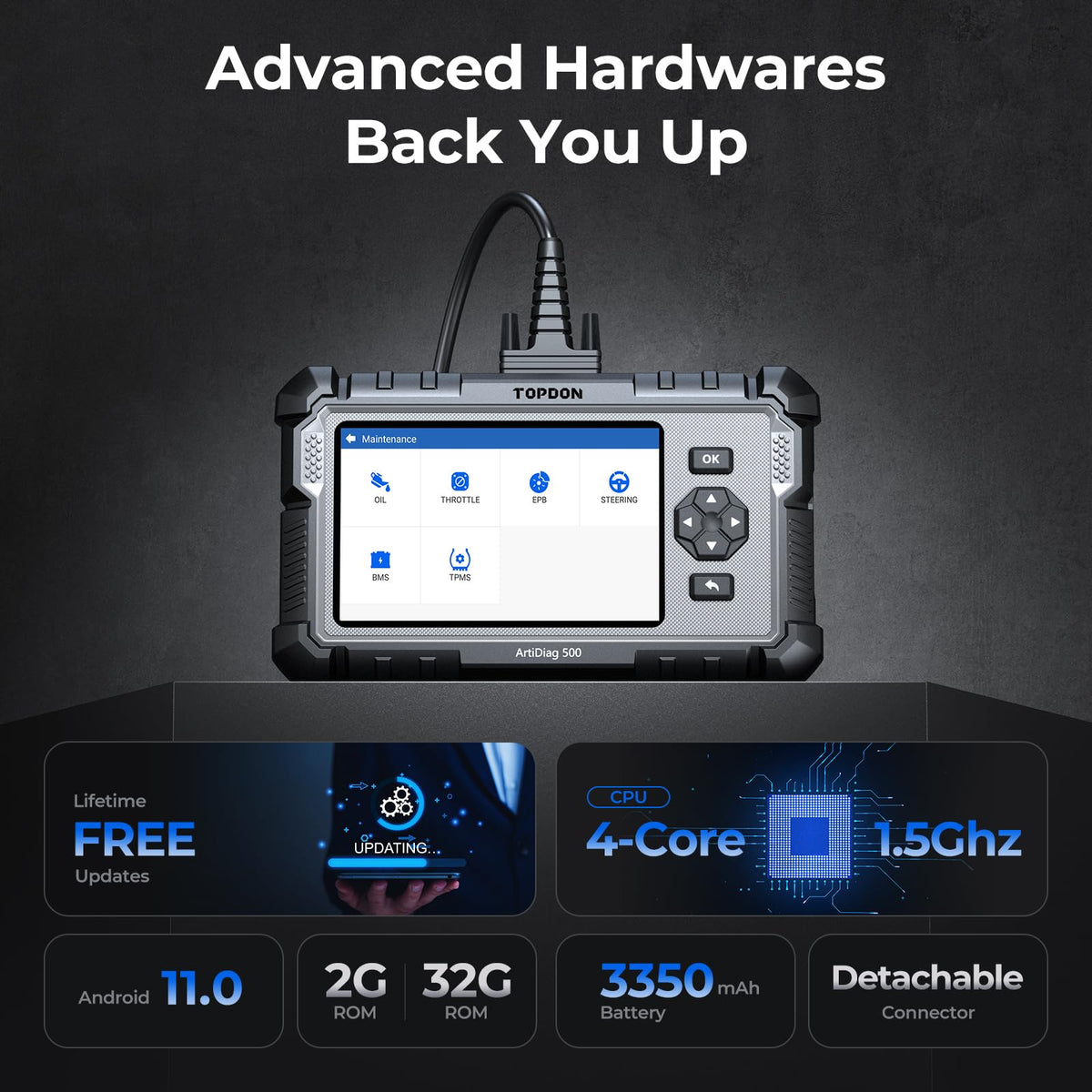 OBD2 Diagnosegerät ArtiDiag500 AD500 mit 4-System-Diagnose für Motor, ABS, SRS und Getriebe sowie 6 Servicefunktionen