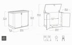 Abri poubelle extérieur 1200 litres en polypropylène imitation lattes de bois avec plancher porte verrouillable dimensions 145,5 x 82 x 123 cm