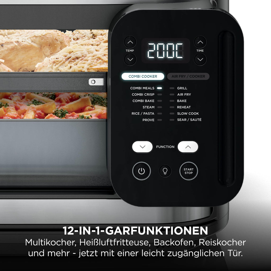 Combi 12-in-1 Multikocher mit Ofen- und Heißluftfritteusen-Funktion, 12,5 L, grau