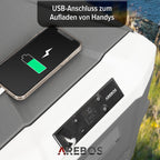 Kompressor-Kühlbox 43 Liter mit App-Steuerung LCD-Touchscreen 12/24 V AC-Anschluss Kühl- und Warmfunktion