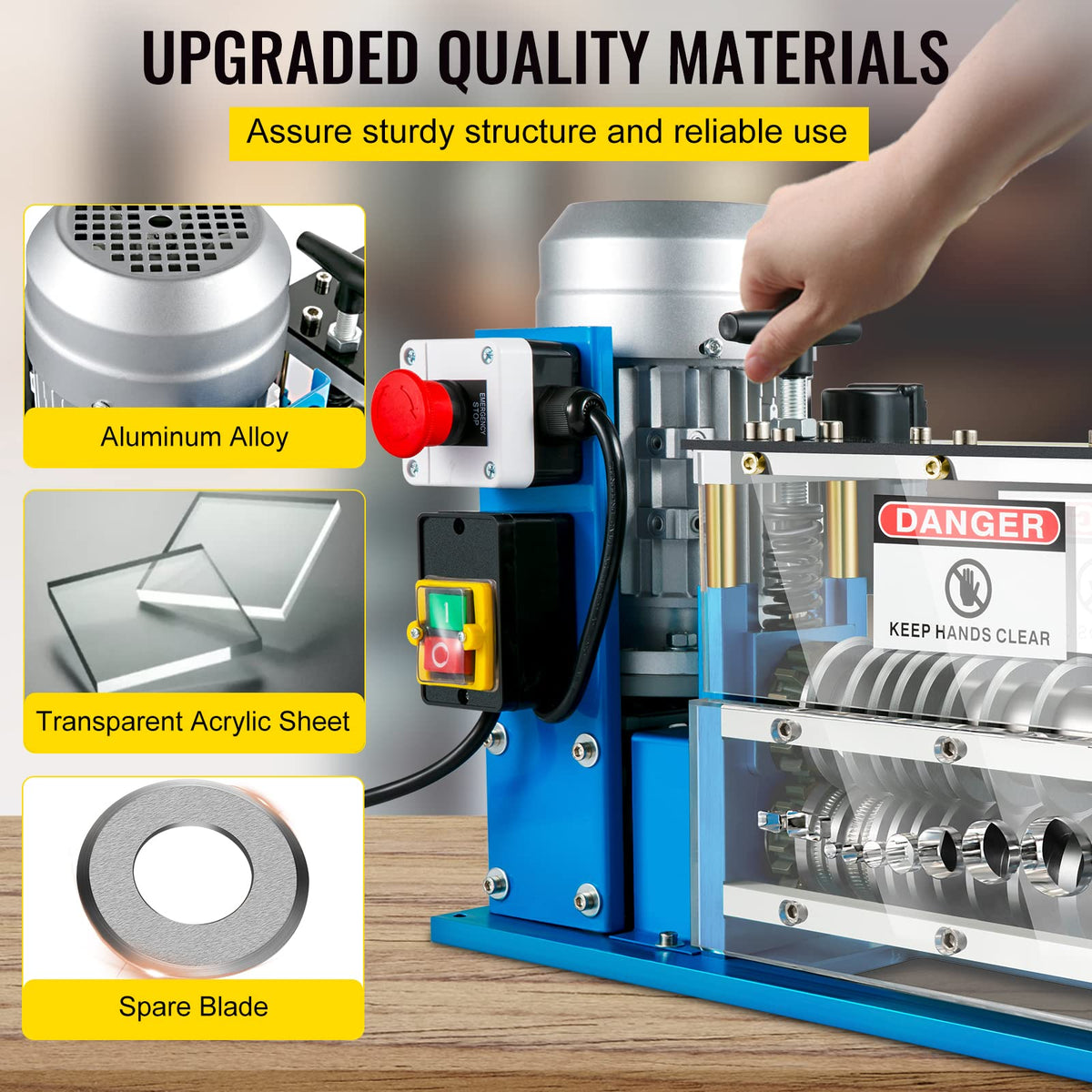 Elektrische Abisoliermaschine 370 W für Kabel 1,5-38 mm mit 11 Kanälen und 10 Klingen zum Recycling von Kupferdraht