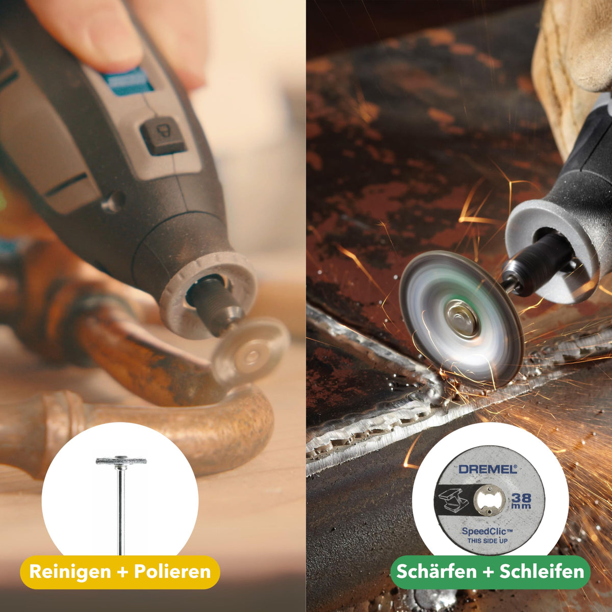 Akku-Multitool 12V 2Ah mit 2 Akkus, 5 Aufsätzen und 65 Zubehören in Dremel Box zum Schneiden, Gravieren, Schleifen und Polieren