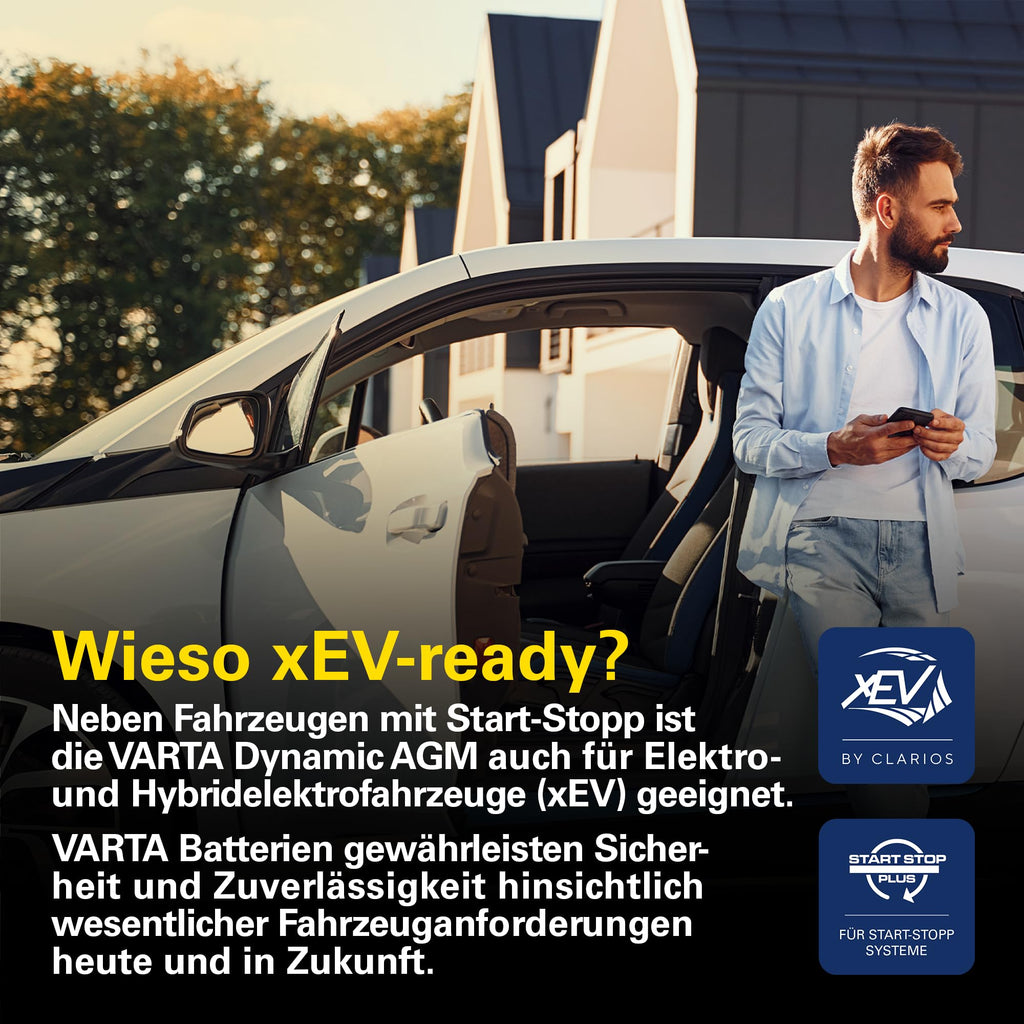 AGM Autobatterie 12V 70Ah 760A für Start-Stopp und xEV, wartungsfreie Starterbatterie