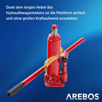 2 Auffahrrampen mit hydraulischem Wagenheber, höhenverstellbar von 290 bis 375 mm, Belastbarkeit 2 t, für PKW und Kleintransporter