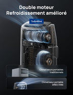 Climatiseur mobile AC318S 7500 BTU 3-en-1 refroidissement ventilation déshumidification avec contrôle WiFi et kit fenêtre