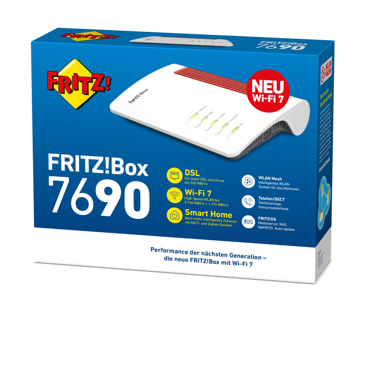 DSL-Router 7690 Wi-Fi 7 bis zu 7,1 GBit/s Dualband DSL Ethernet WAN Mesh Zigbee DECT Basis