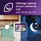 Babyphone vidéo SCD891/26 avec caméra écran 3,5 pouces zoom numérique x4 vision nocturne audio berceuses et capteur température