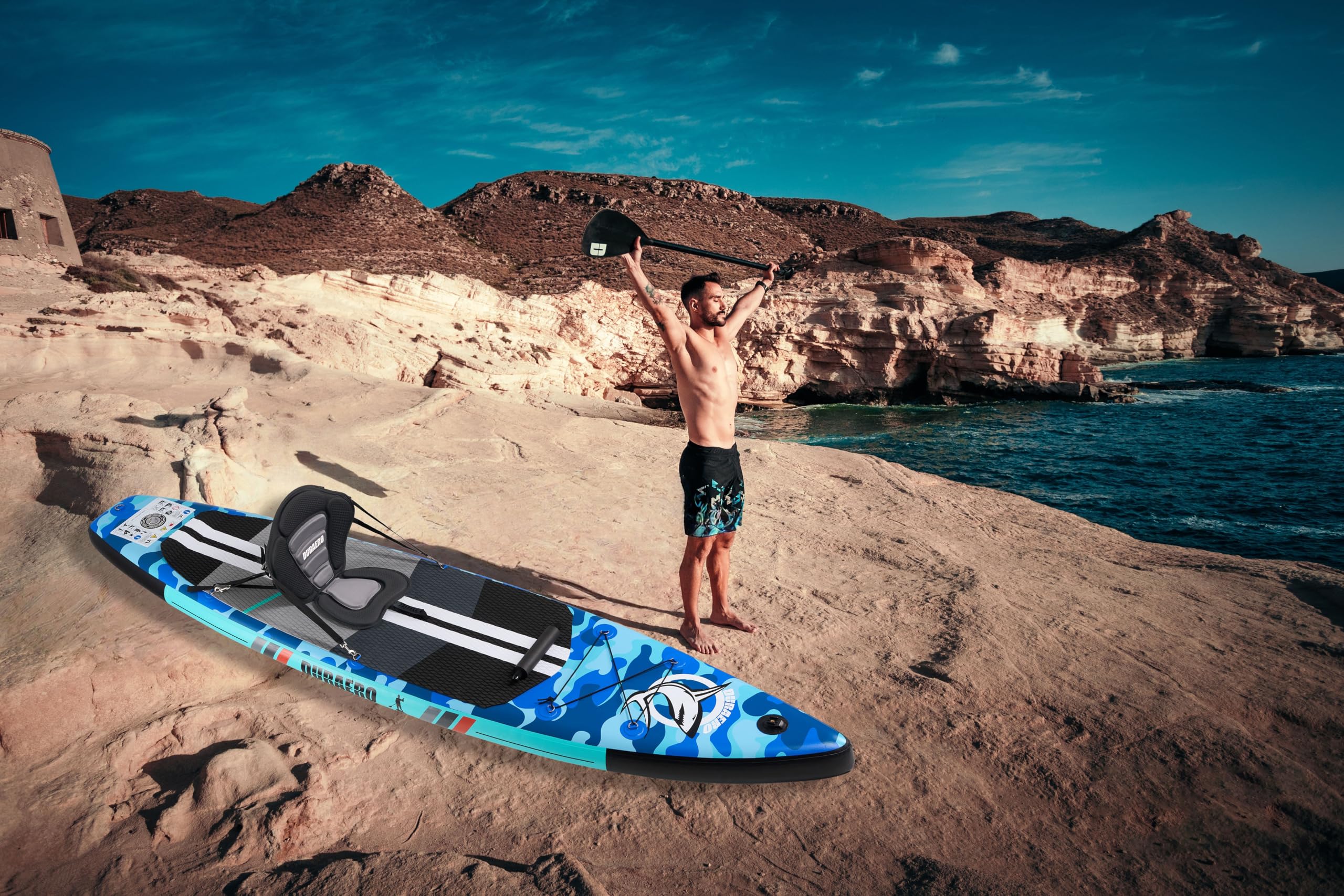 Planche SUP gonflable 330 x 76 x 15 cm avec siège kayak pagaie réglable 3 ailerons support caméra charge 150 kg