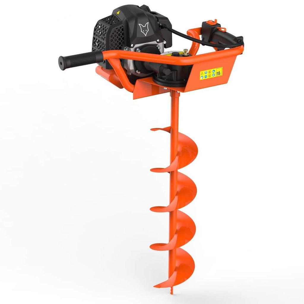 Benzin-Erdbohrer mit 3 PS und 52 cm³ Hubraum, inkl. 100, 150 und 200 mm Bohraufsatz sowie Ölkontrollfenster
