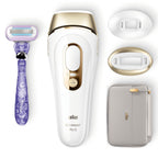 Épilateur lumière pulsée Silk·Expert Pro 5 PL5157 Blanc Doré avec rasoir Venus et têtes spécifiques
