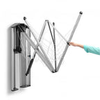 Séchoir à linge mural pliable gain de place WallFix 475924 24 m en métal résistant aux UV avec boîte de protection