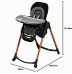 Chaise haute bébé évolutive Minla 2713750110 réglable 9 hauteurs 5 inclinaisons pliable jusqu'à 60 kg Essential Graphite