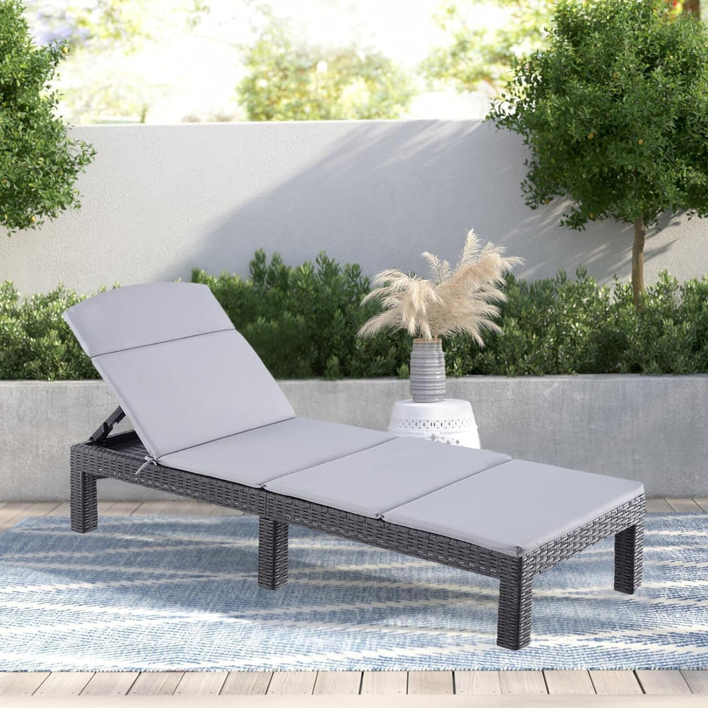 Bain de soleil jardin pliable dossier réglable en résine imitation rotin avec coussin lot de 2 dimensions 186 x 60 x 29 cm