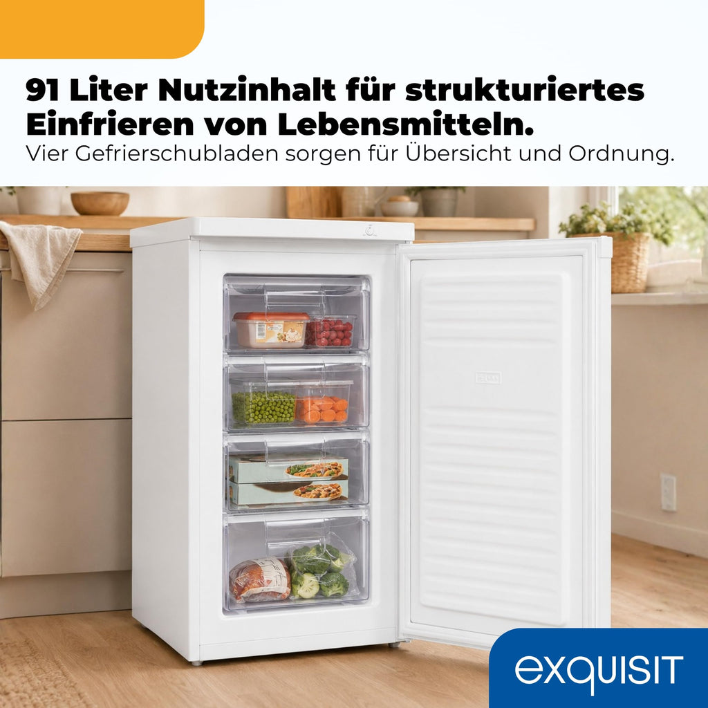 Gefrierschrank 91 l mit 4 Gefrierschubladen, GS512-040E, 4-Sterne, 85,5 x 55 x 58 cm, weiß