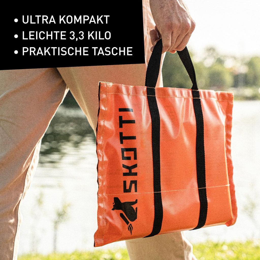 Faltbarer Camping Gasgrill aus Edelstahl, 3,3 kg, für EN 417 Schraubkartuschen