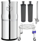 Système de filtration d'eau par gravité Earth WEEP850 8,5 L en acier inoxydable AISI 304 avec 2 filtres O'Pure 2 et robinet indicateur de niveau