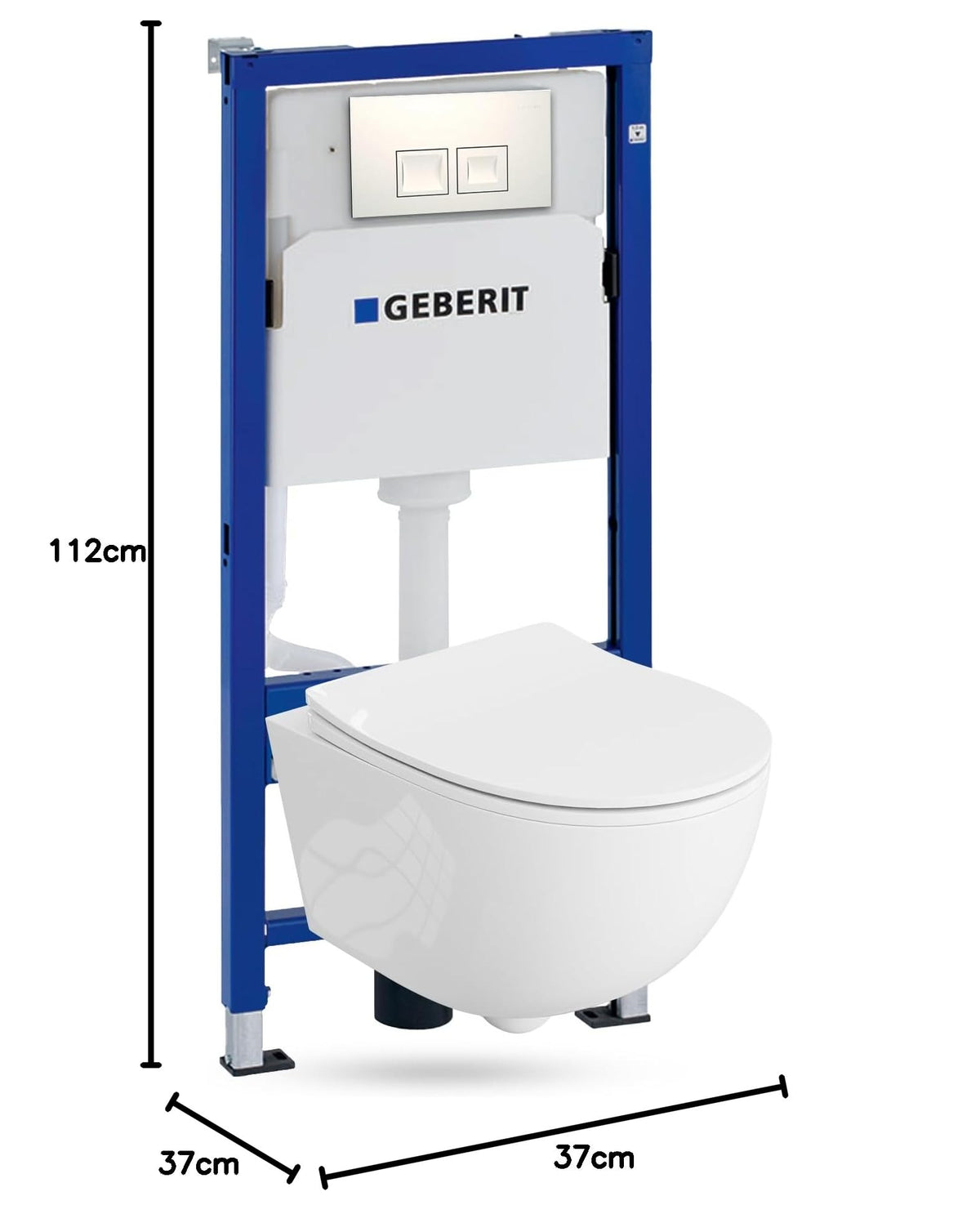 Wand-WC Komplettset Dalia mit Duofix Basic Vorwandelement, spülrandlosem Tiefspül-WC, Soft-Close-Sitz und Delta 25 Bedienplatte in Weiß
