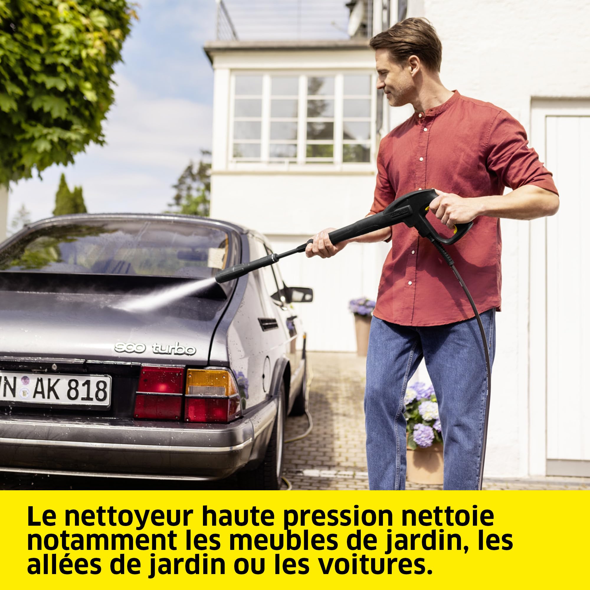 Nettoyeur haute pression K 4 FJ Home 130 bar débit 420 l/h avec pistolet HP lance Vario Power rotabuse buse à mousse et Home Kit