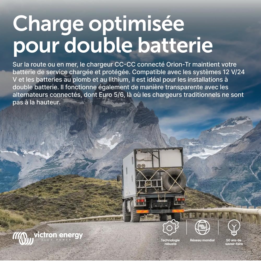 Chargeur CC-CC Orion-Tr Smart 12/12-Volt 30A 360W non isolé avec Bluetooth pour batteries plomb-acide et lithium