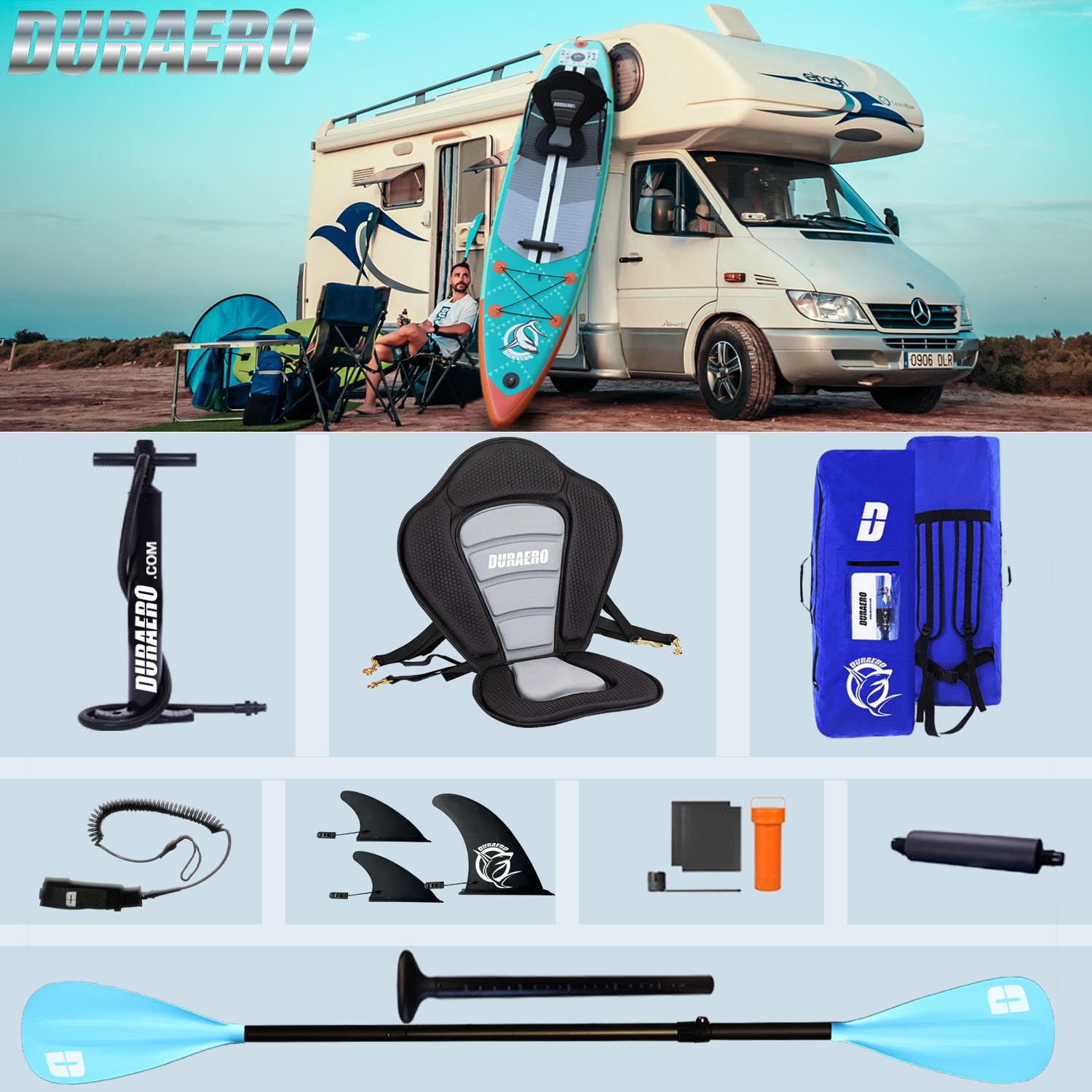 Planche SUP gonflable 330 x 76 x 15 cm avec siège kayak pagaie réglable 3 ailerons support caméra charge 150 kg