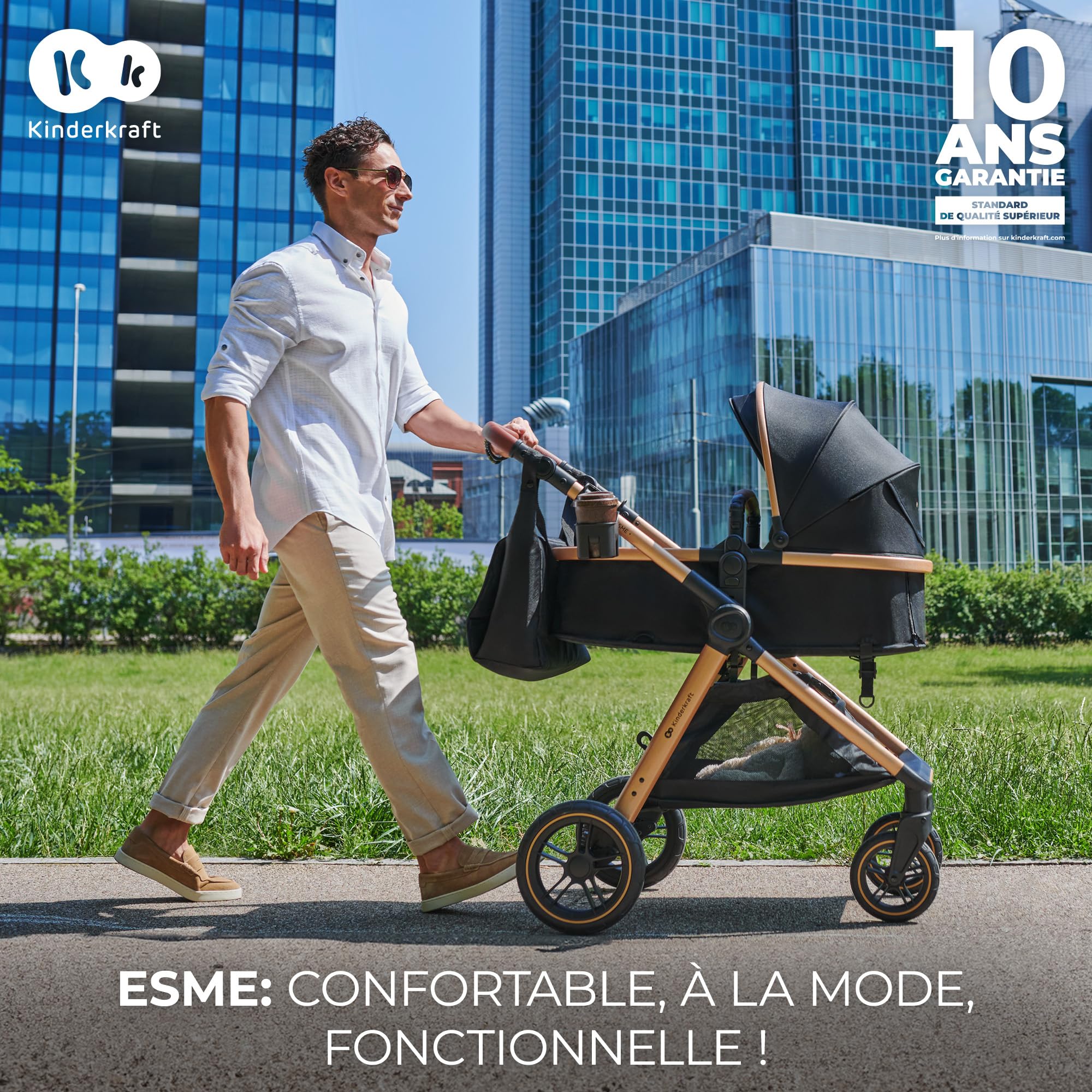 Poussette bébé 3 en 1 ESME système de voyage avec siège auto MINK PRO i-Size 40-75 cm pliable jusqu'à 25 kg