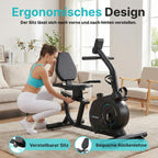Liegeergometer mit 16 magnetischen Widerstandsstufen und LCD-Anzeige, bis 160 kg, verstellbarer Sitz und Lenker