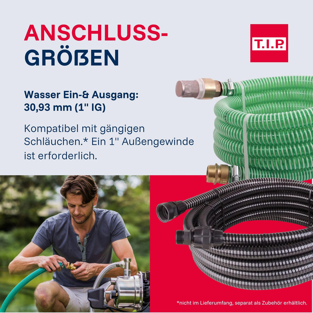 Hauswasserwerk HWW INOX 1300 Plus F mit Edelstahl-Druckkessel, 1200 W Jet-Pumpe, 4350 l/h, 50 m Förderhöhe und Vorfilter