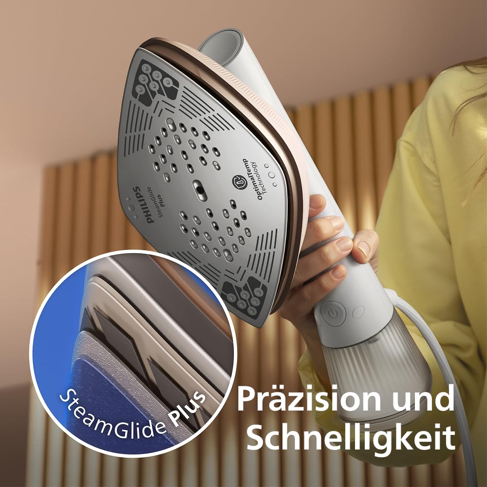 2-in-1 Bügeleisen und Dampfbürste OneTurn, 1800 W, mit StyleMat und hitzebeständigem Dock, weiß