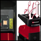 Elektro-Leisehäcksler GC-RS 60 CB mit 2800 W und 45 mm Aststärke, Schneidwalze, Drehrichtungsumschalter und transparenter 60 L Fangbox