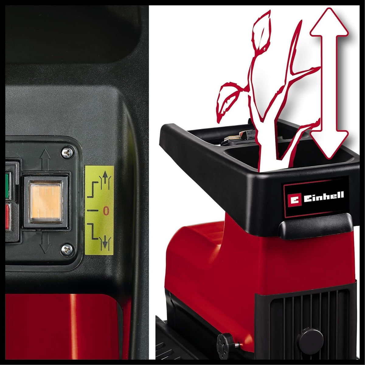 Elektro-Leisehäcksler GC-RS 60 CB mit 2800 W und 45 mm Aststärke, Schneidwalze, Drehrichtungsumschalter und transparenter 60 L Fangbox