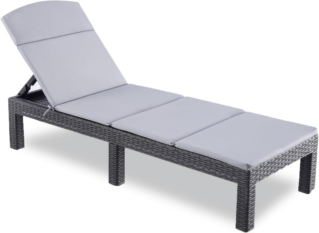 Bain de soleil jardin pliable dossier réglable en résine imitation rotin avec coussin lot de 2 dimensions 186 x 60 x 29 cm