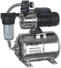 Hauswasserwerk HWW INOX 1300 Plus F mit Edelstahl-Druckkessel, 1200 W Jet-Pumpe, 4350 l/h, 50 m Förderhöhe und Vorfilter