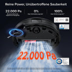 Saugroboter mit Wischfunktion Saros 10R Set, 7,98 cm ultraflach, Zero-Tangle-System und 10-in-1-Dockingstation