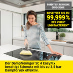 Dampfreiniger SC 4 EasyFix 3,5 bar mit Bodenreinigungsset 2 Verlängerungsrohren Bodendüse und Mikrofaser-Bodentuch