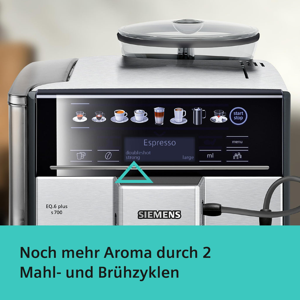 Kaffeevollautomat EQ6 plus s700 mit Milchsystem und Keramikmahlwerk, 12 Getränke, automatische Milchsystem-Reinigung, Edelstahl