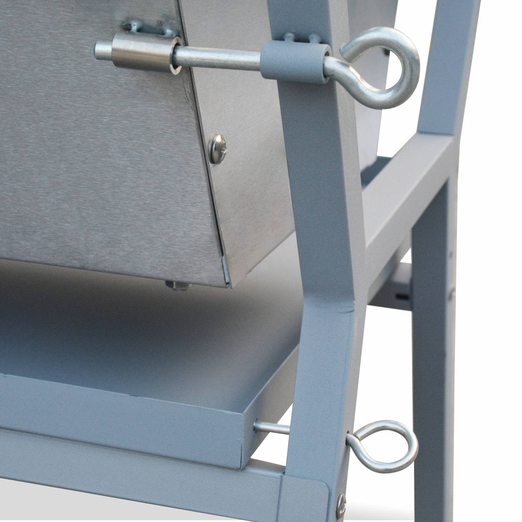 Rôtissoire électrique Mathurin Inox avec tournebroche inclinable 15 W pour barbecue charbon cuve inox