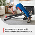 Multifunktionale Hantelbank mit Bauch- und Rückentrainer, 8-fach verstellbar, inkl. Übungsposter