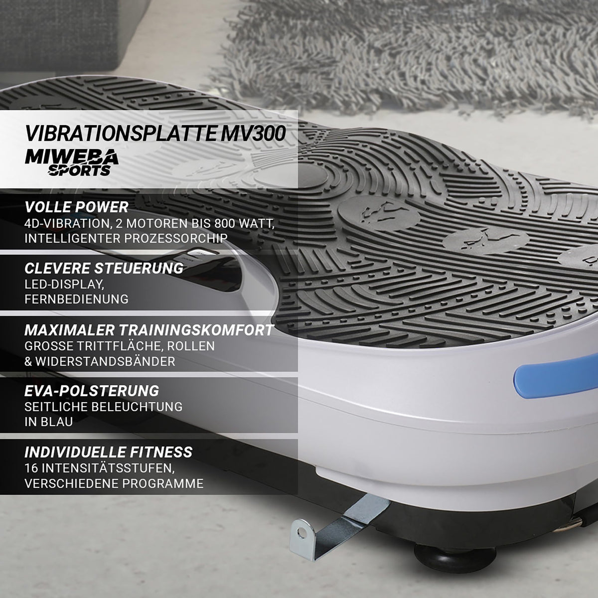 Vibrationsplatte Fitnessgerät mit 800 W, 4D-Vibration und Fernbedienung, 120 kg Tragkraft