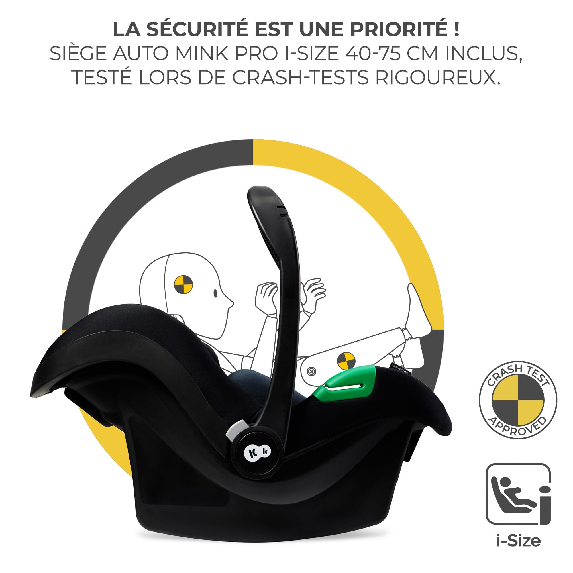 Poussette bébé 3 en 1 ESME système de voyage avec siège auto MINK PRO i-Size 40-75 cm pliable jusqu'à 25 kg