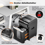 Aktenvernichter mit Auto-Feed für 200 Blatt, P-4 Mikroschnitt, 31 L Behälter, schwarz