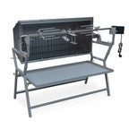 Rôtissoire électrique Mathurin Inox avec tournebroche inclinable 15 W pour barbecue charbon cuve inox