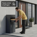 Freistehender Paketbriefkasten XXL mit Paketfach und Briefkasten, abschließbar, anthrazit, 112 cm hoch, inkl. 2 Schlüssel pro Schloss und Bodendübel