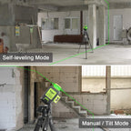 Niveau laser vert autonivelant B03CG Pro 3 x 360° avec batterie rechargeable Li-ion 5200mAh USB-C mode pulsé et étui de transport