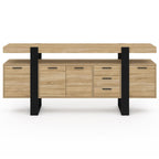 Buffet Phoenix XXL 180 cm avec 4 portes 3 tiroirs et étagères réglables en bois et noir style industriel