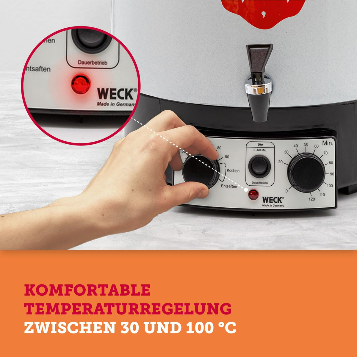 Einkochautomat 29 L mit Präzisionsthermostat, Auslaufhahn und Zeitschaltuhr, 1800 Watt, Emaille