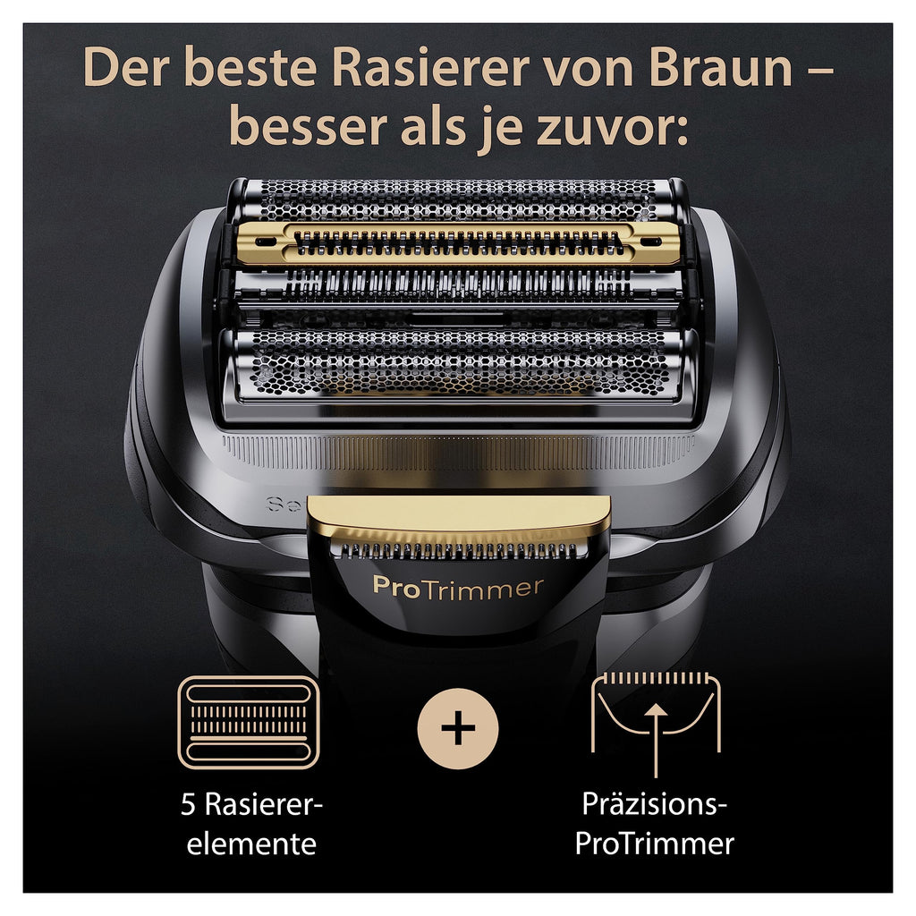 Elektrorasierer Series 9 Pro+ 9517s für Herren mit ProTrimmer, 60 Min Akkulaufzeit, für Nass- und Trockenrasur, inkl. Reiseetui und Reinigungsbürste