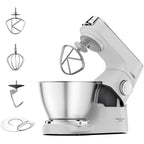 Küchenmaschine mit Waage und 5 l Edelstahlschüssel, 1200 W, inkl. 3-teiligem Patisserie-Set, Weiß